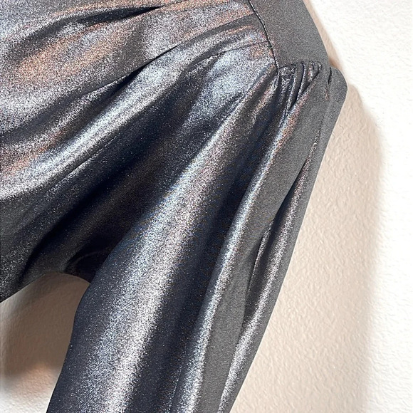 L'Academie The Dore Silver Front Tie Long Sleeve Mini Dress size small - Picture 9 of 16